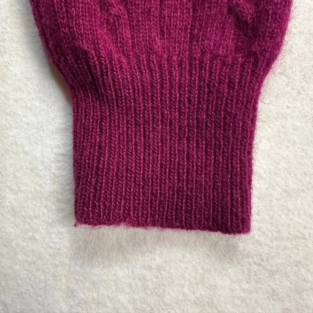 Vintage Outlander Studio Lambswool Angora Cable Knit Polo‎ Sweater Dress Pink M